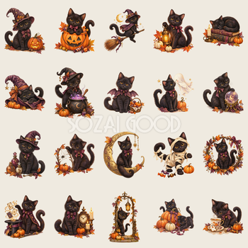 黒猫のハロウィンイラスト20選｜かわいい無料素材95043