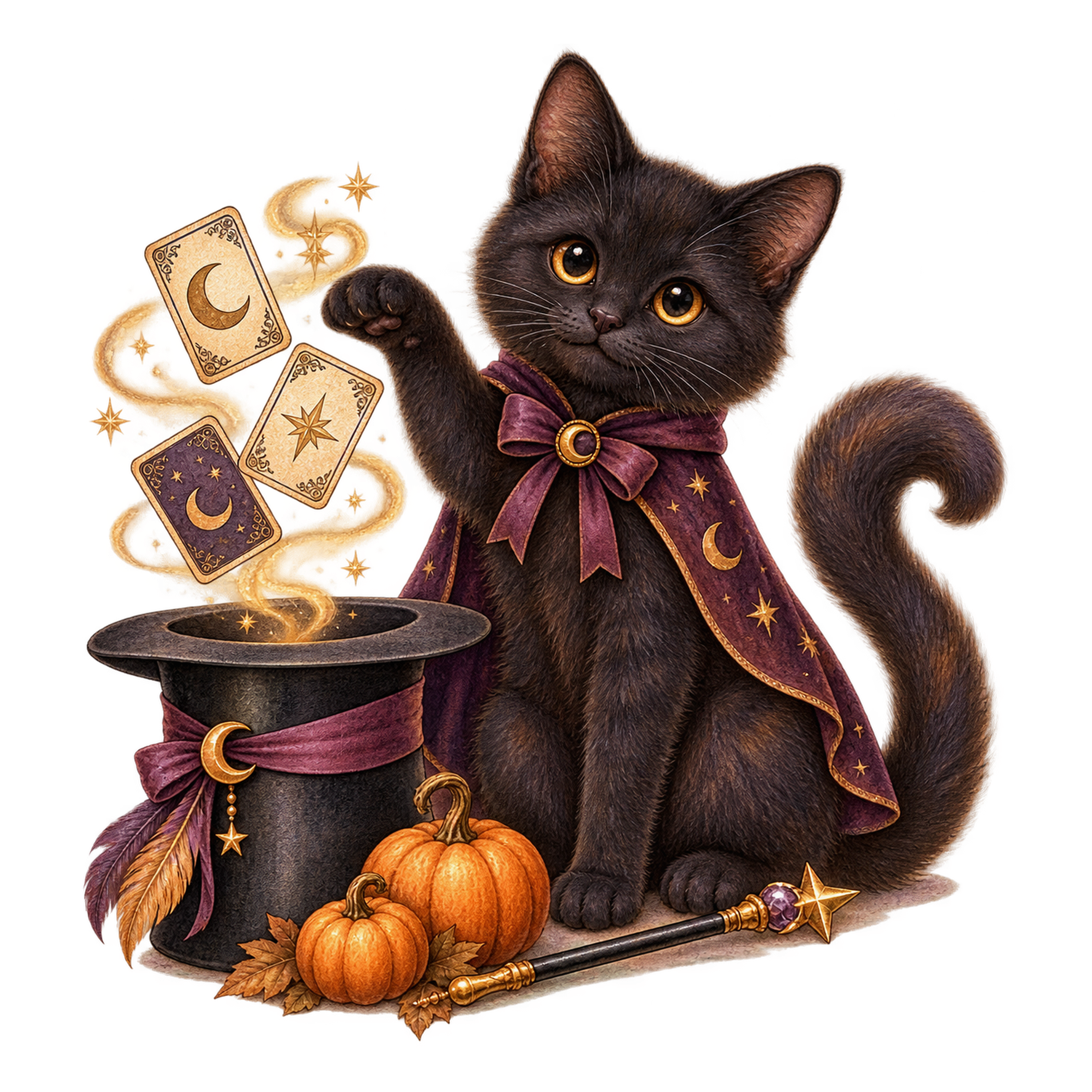 シルクハットで手品をする黒猫｜ハロウィンイラスト無料素材95059に写真・文字を入れる
