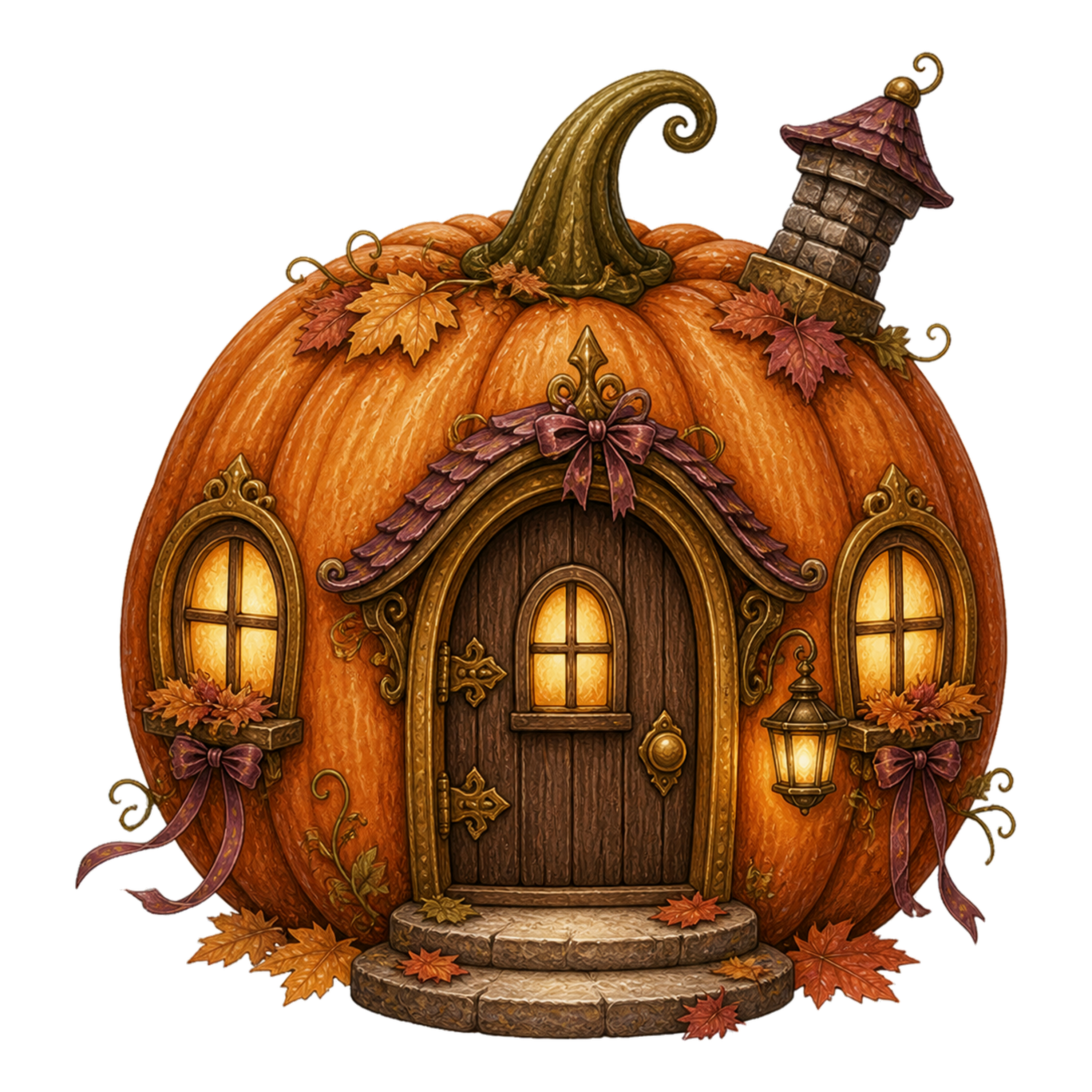 かぼちゃの小さなお家のハロウィンイラスト｜かわいい建物素材95128に写真・文字を入れる
