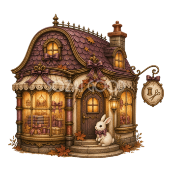 白うさぎの小さな裁縫店イラスト｜かわいいハロウィン素材95143