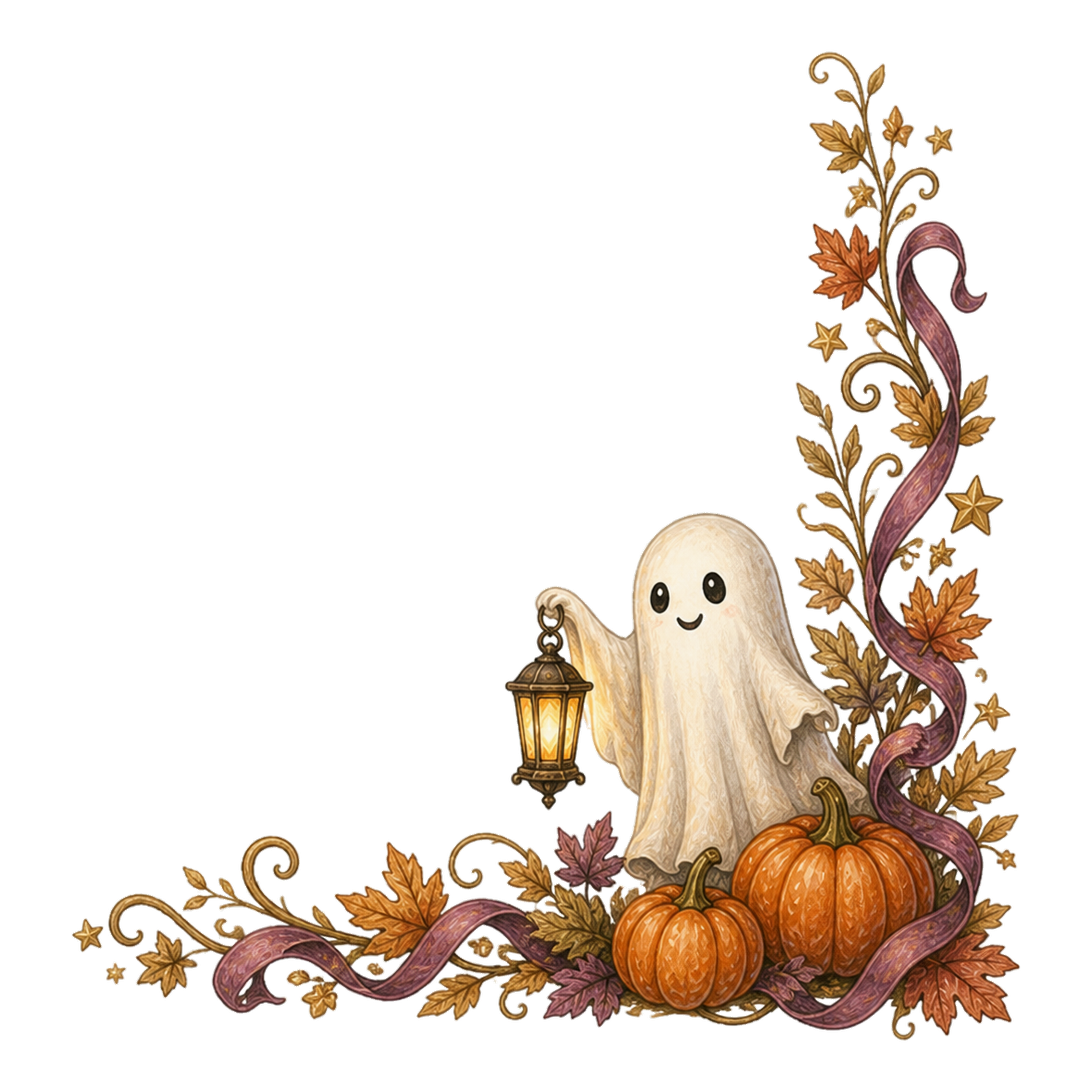 おばけとランタンのハロウィンコーナー飾りイラスト95151に写真・文字を入れる