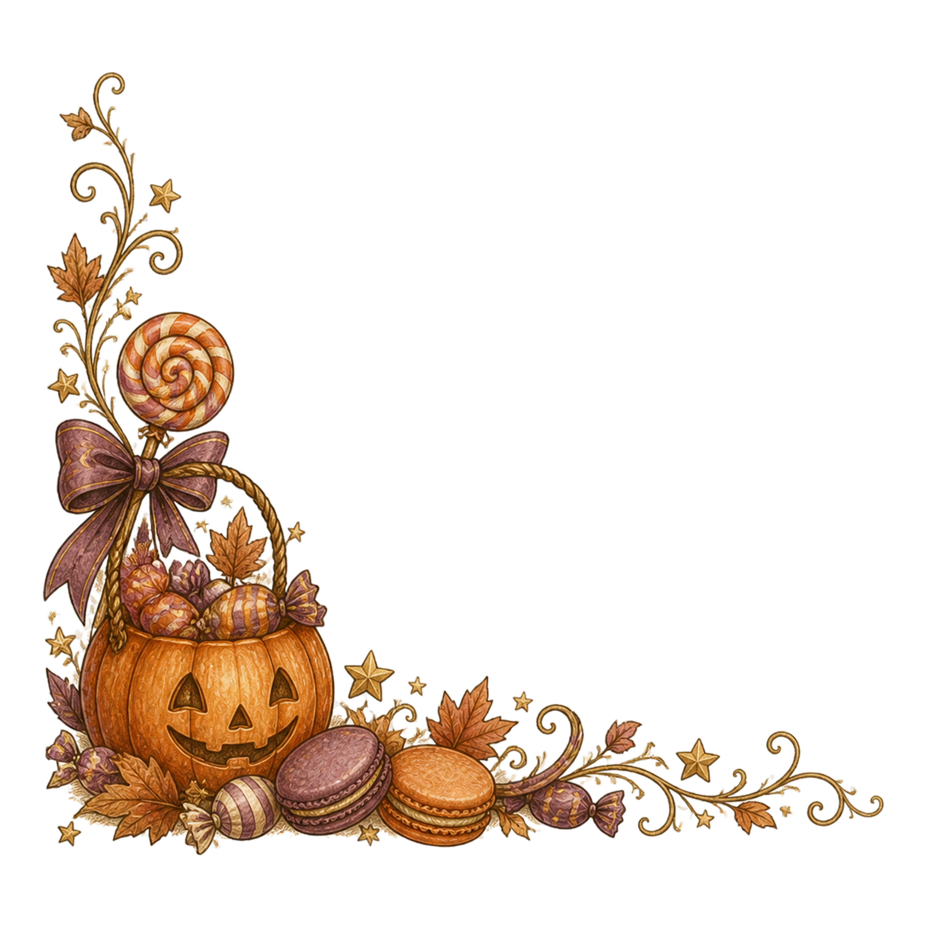 ハロウィンのお菓子とキャンディーのコーナー飾りイラスト95153に写真・文字を入れる