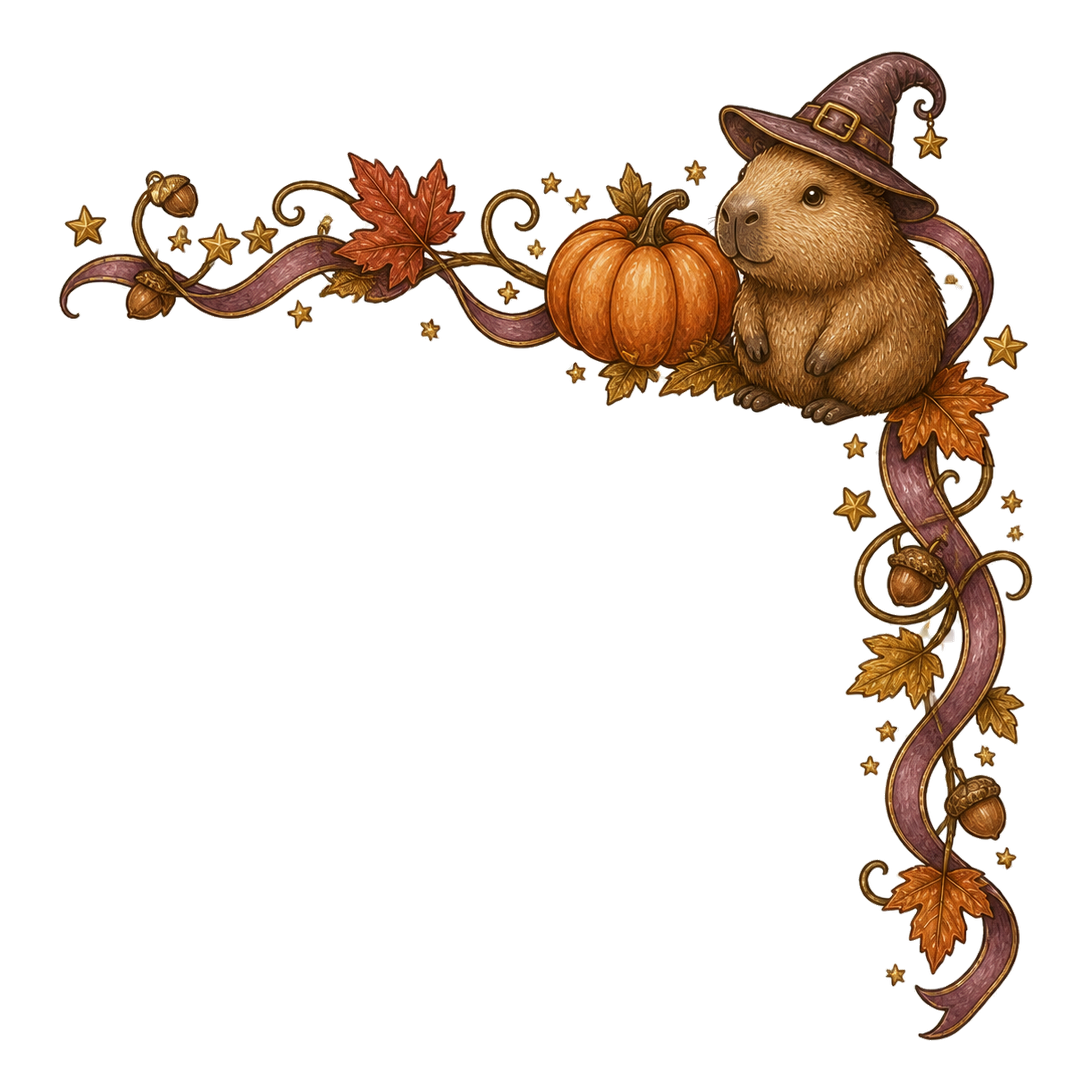 カピバラとかぼちゃのハロウィンコーナー飾りイラスト95158に写真・文字を入れる