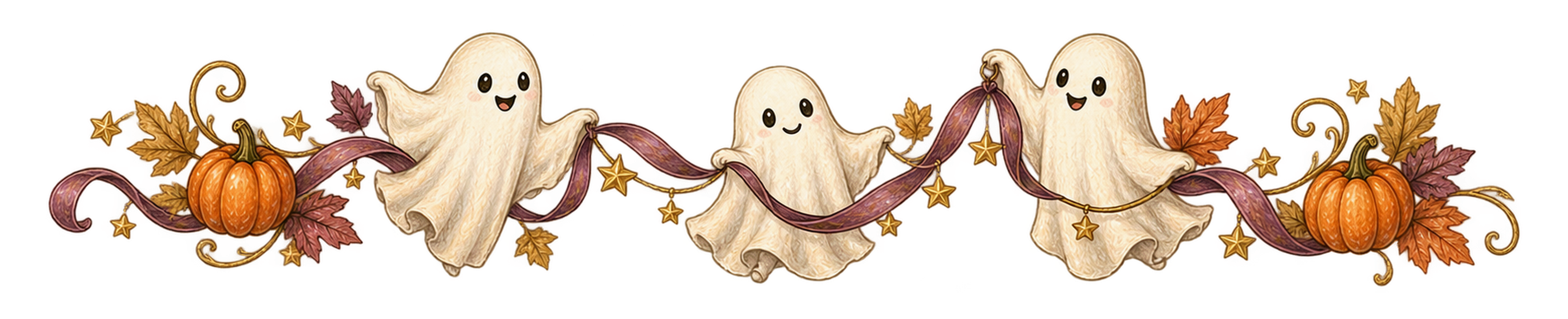かわいいおばけのハロウィン区切り線・ラインイラスト95172に写真・文字を入れる