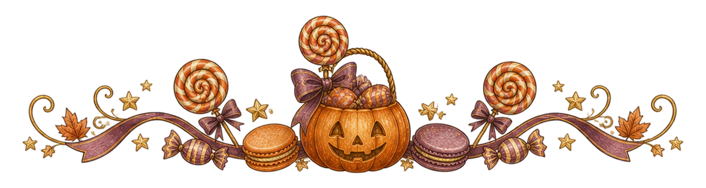 お菓子とキャンディーのハロウィン区切り線・ラインイラスト95174に写真・文字を入れる