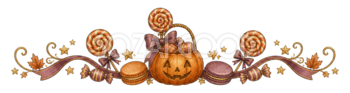 お菓子とキャンディーのハロウィン区切り線・ラインイラスト95174