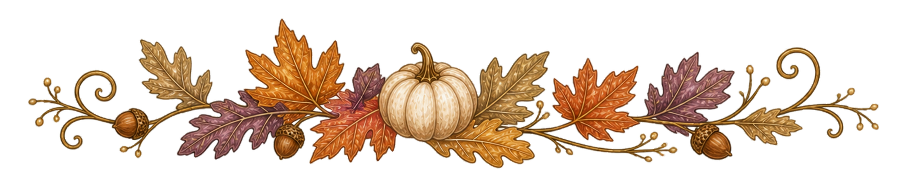 紅葉とどんぐりのハロウィン区切り線・ラインイラスト95177に写真・文字を入れる