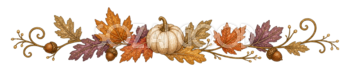 紅葉とどんぐりのハロウィン区切り線・ラインイラスト95177