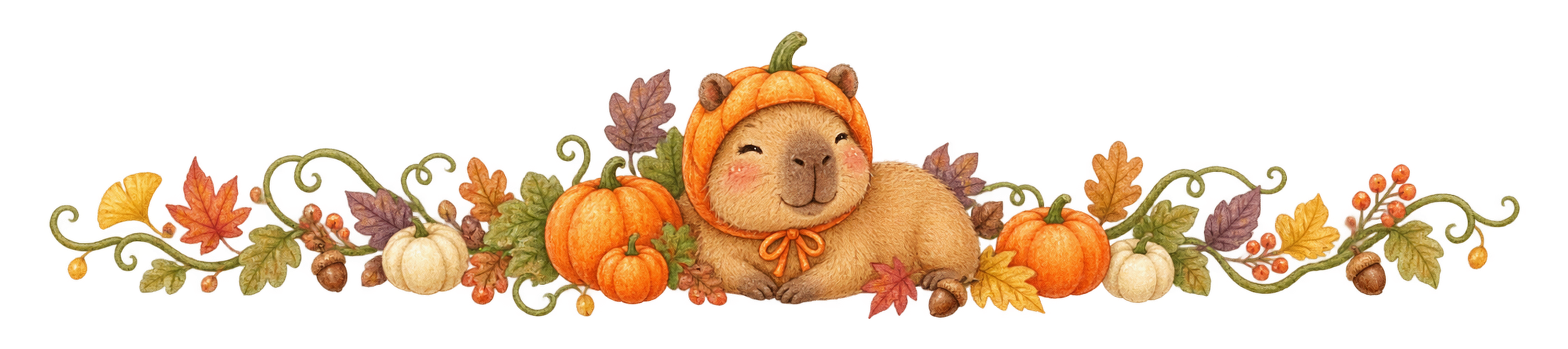カピバラとかぼちゃのハロウィン区切り線・ラインイラスト95180に写真・文字を入れる