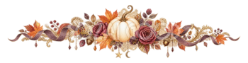 白いかぼちゃと薔薇のハロウィン区切り線・ラインイラスト95188