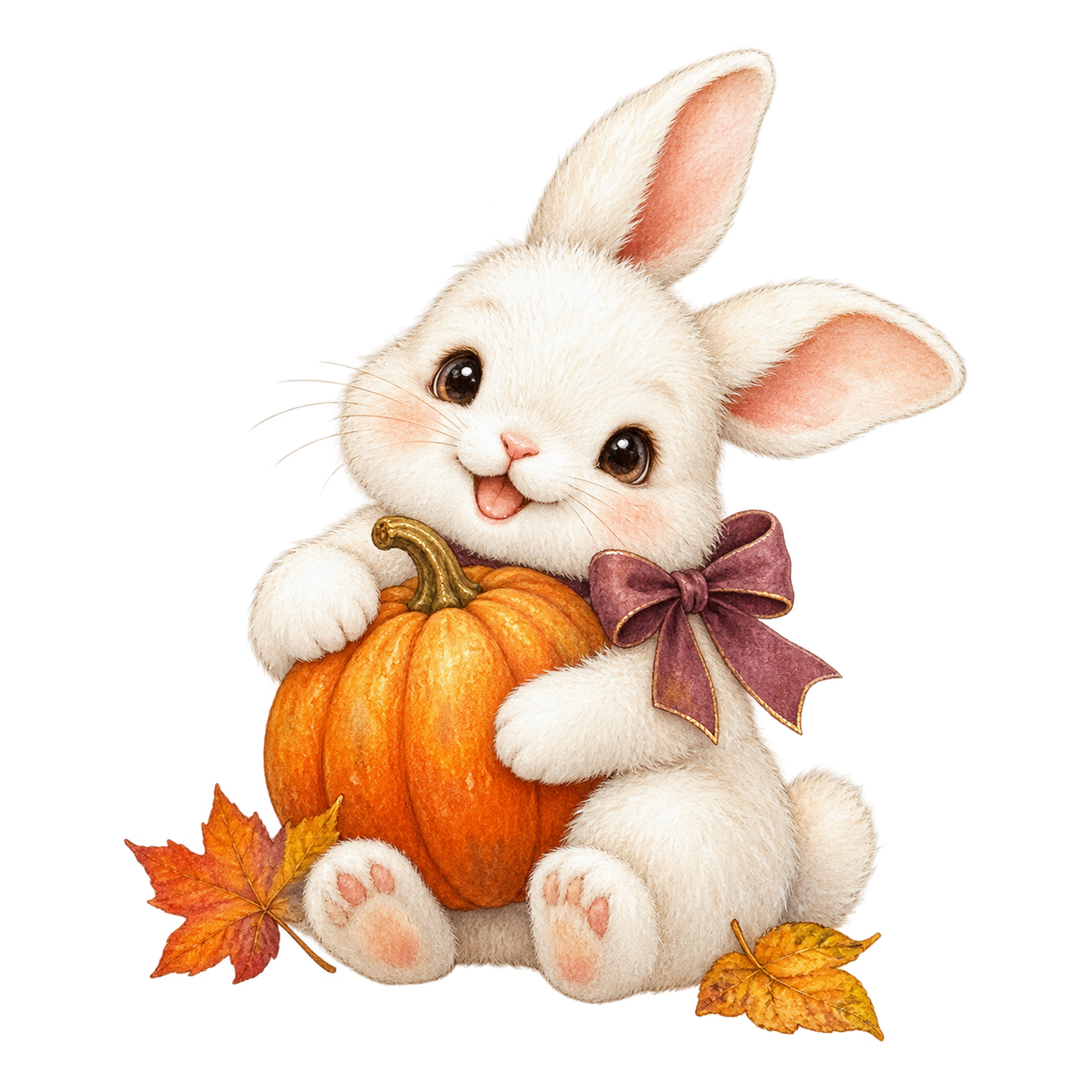 かぼちゃを抱く白うさぎのかわいいハロウィンイラスト95191に写真・文字を入れる