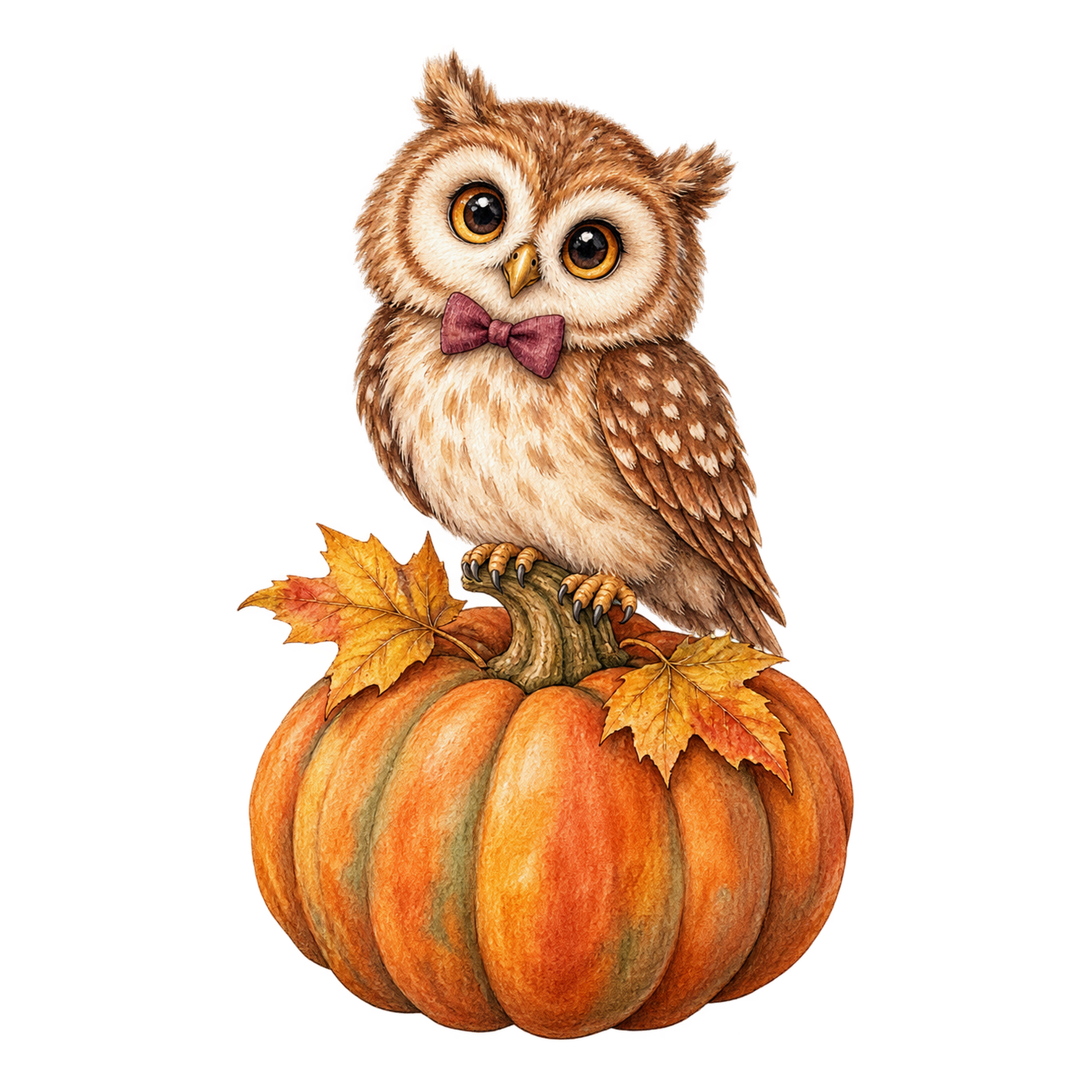 かぼちゃにとまるフクロウのかわいいハロウィンイラスト95197に写真・文字を入れる