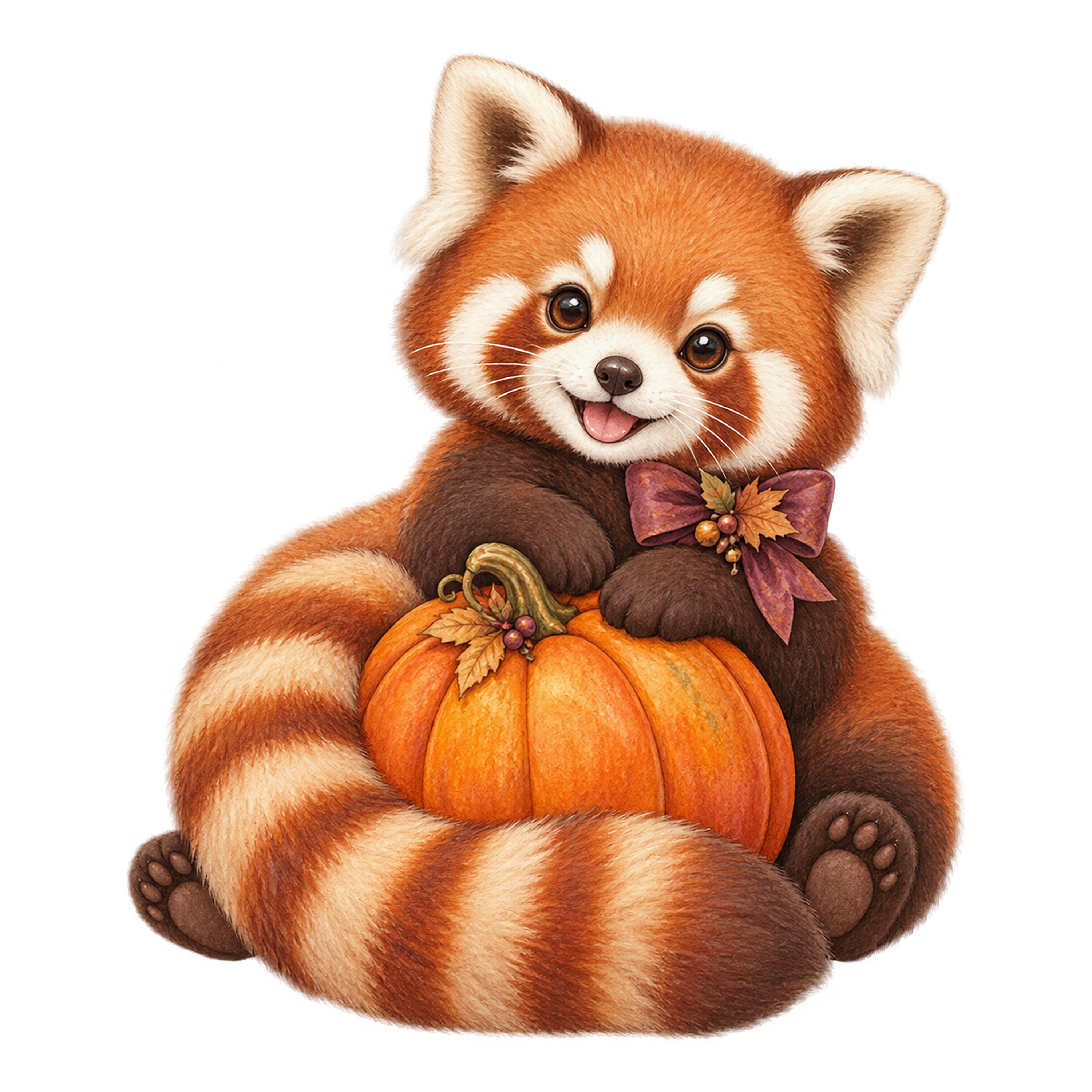 かぼちゃを抱えるレッサーパンダのハロウィンイラスト95206に写真・文字を入れる