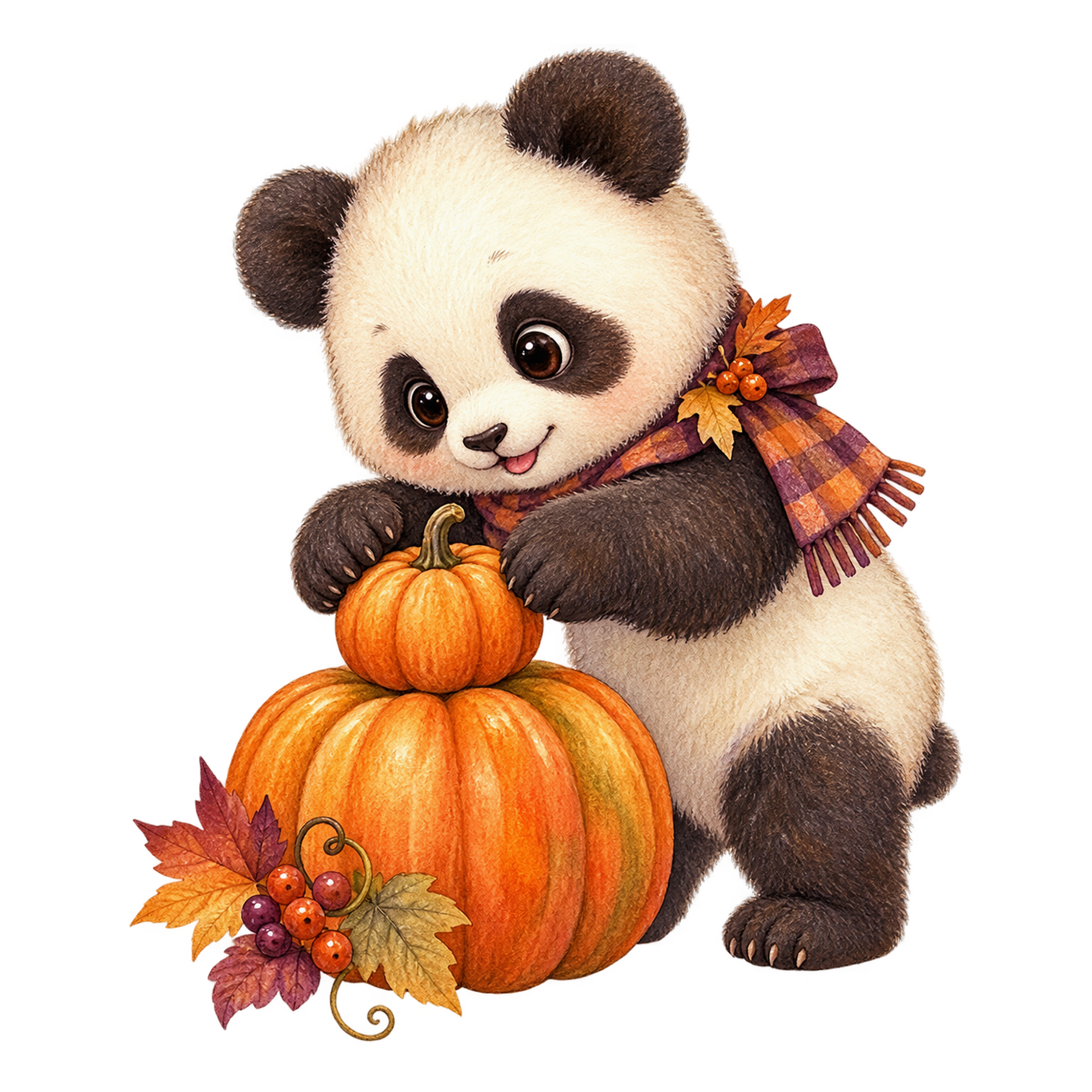 かぼちゃを積み重ねるパンダのハロウィンイラスト95207に写真・文字を入れる