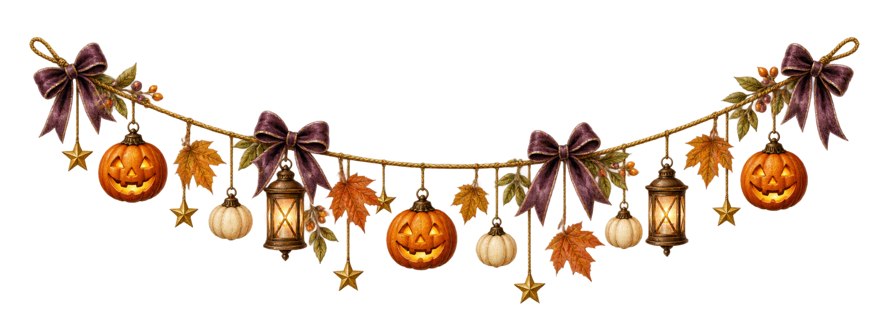 かぼちゃとランタンのハロウィンガーランドイラスト｜無料素材95212に写真・文字を入れる