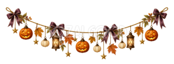 かぼちゃとランタンのハロウィンガーランドイラスト｜無料素材95212