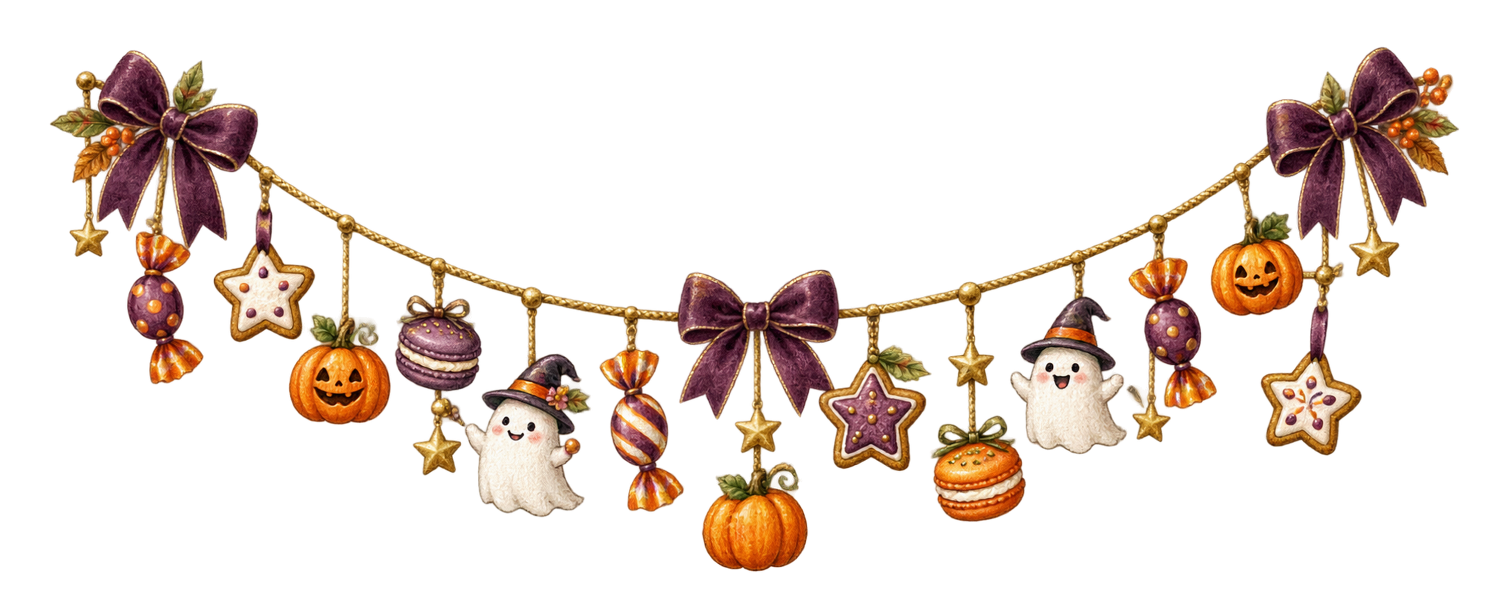 お菓子とおばけのハロウィンガーランドイラスト｜無料素材95216に写真・文字を入れる