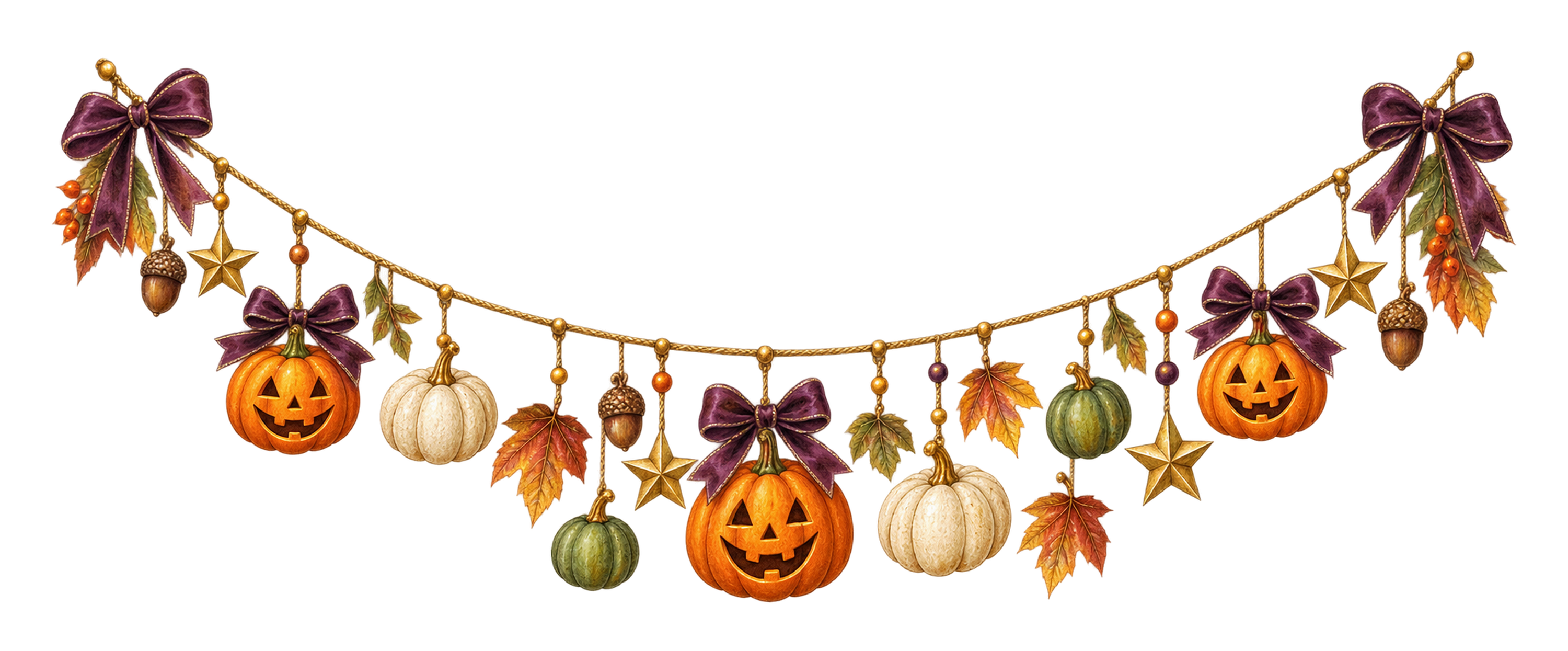いろいろなかぼちゃのハロウィンガーランドイラスト｜無料素材95219に写真・文字を入れる