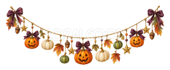 いろいろなかぼちゃのハロウィンガーランドイラスト｜無料素材95219