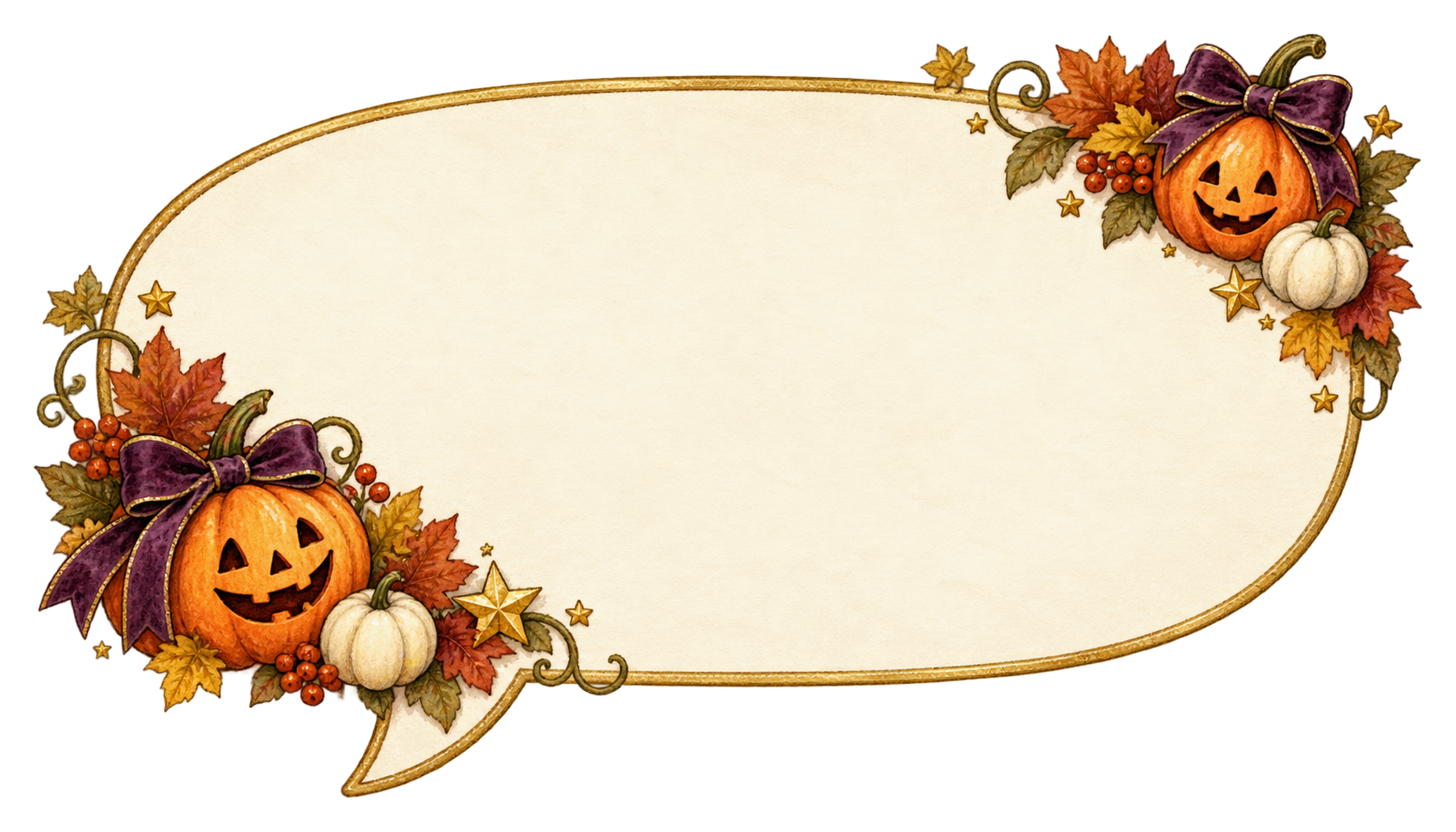 かぼちゃと紅葉のハロウィン吹き出しイラスト｜無料素材95233に写真・文字を入れる