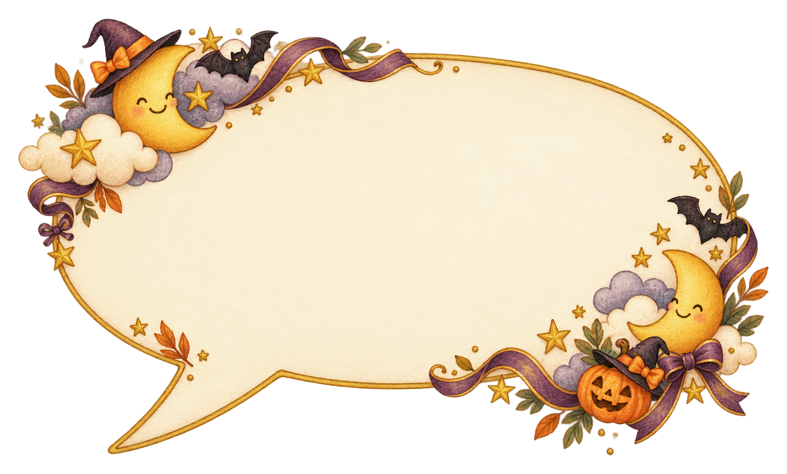 三日月と星のハロウィン吹き出しイラスト｜無料素材95238に写真・文字を入れる