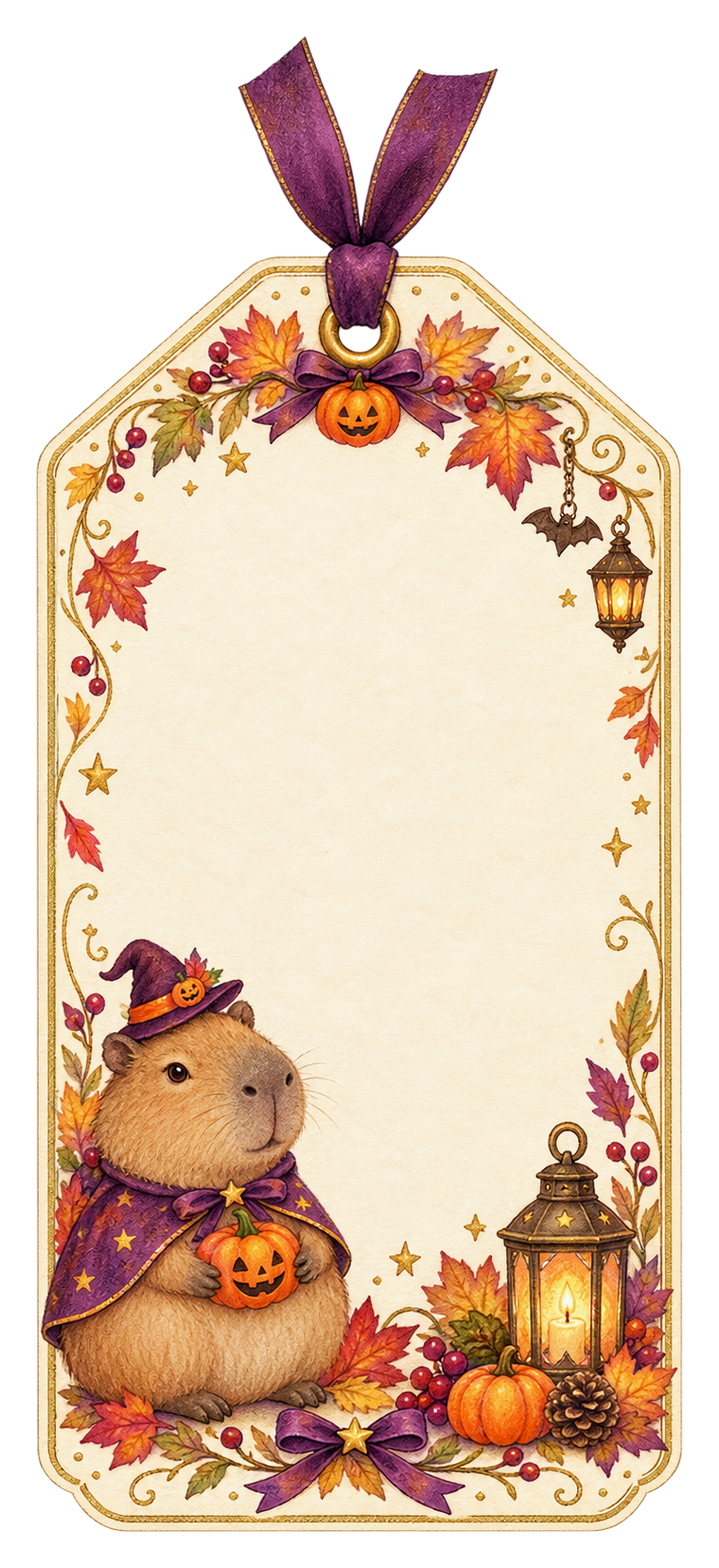 カピバラとかぼちゃのハロウィンギフトタグイラスト｜無料素材95258に写真・文字を入れる