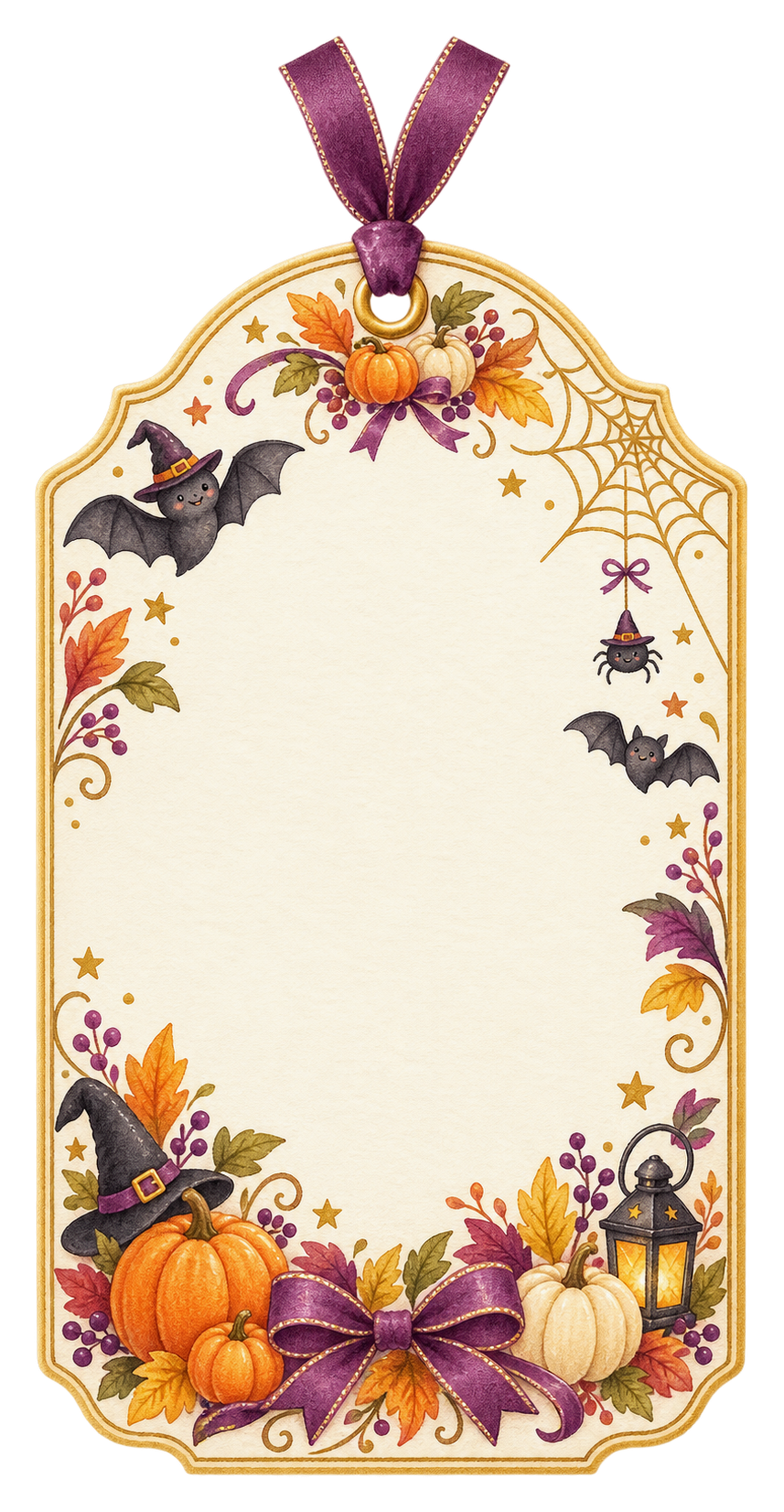 コウモリと蜘蛛の巣のハロウィンギフトタグイラスト｜無料素材95260に写真・文字を入れる