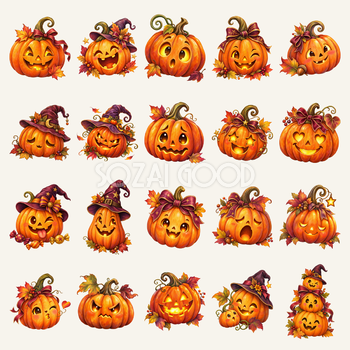 表情豊かなハロウィンかぼちゃ20選｜かわいい無料イラスト素材95274