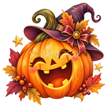 大笑いするハロウィンかぼちゃイラスト｜かわいい無料素材95276
