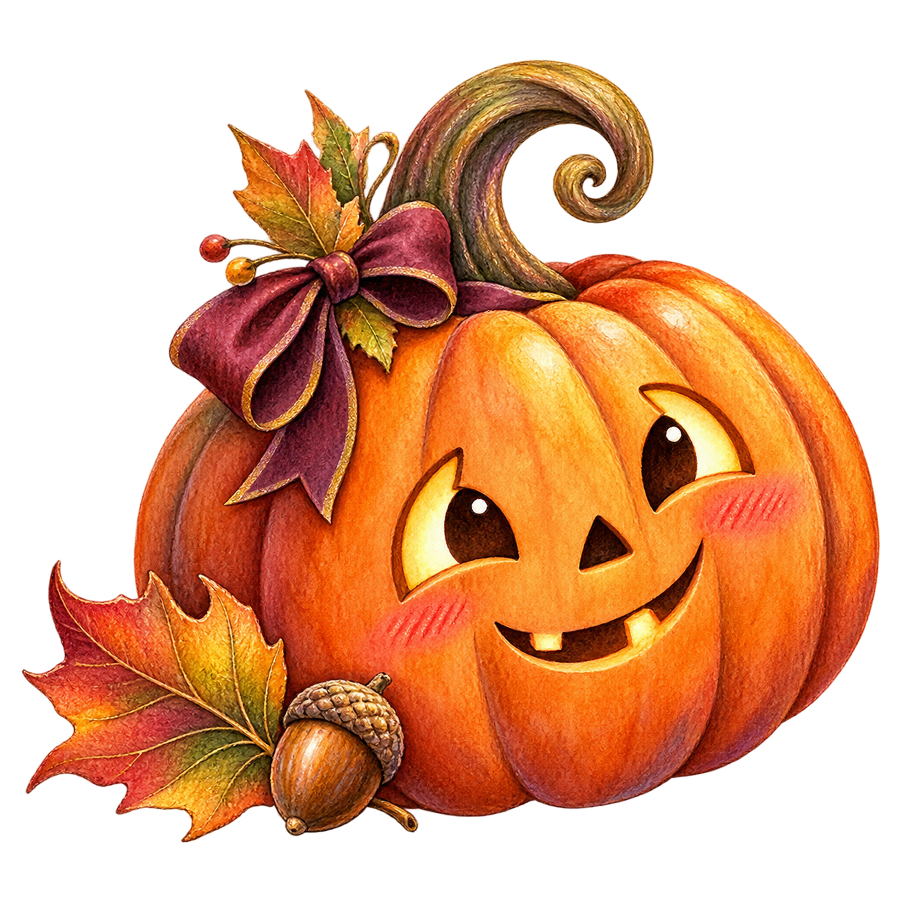 照れた笑顔のハロウィンかぼちゃイラスト｜無料素材95279に写真・文字を入れる
