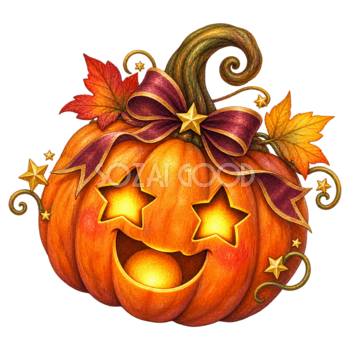 星の目をしたハロウィンかぼちゃイラスト｜無料素材95283
