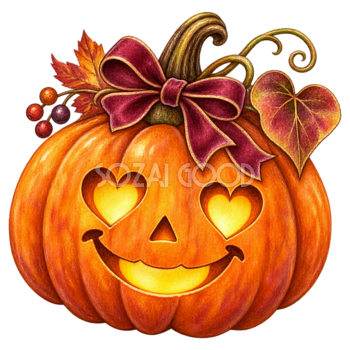 ハートの目をしたハロウィンかぼちゃイラスト95284