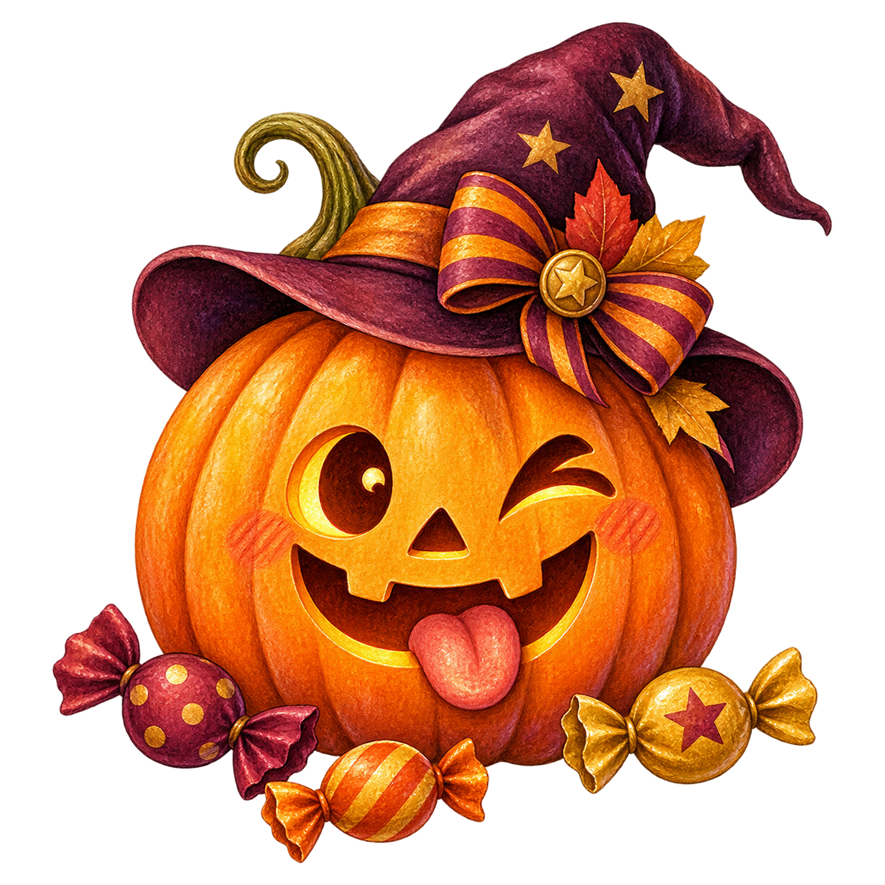 舌を出すハロウィンかぼちゃとお菓子のイラスト95285に写真・文字を入れる