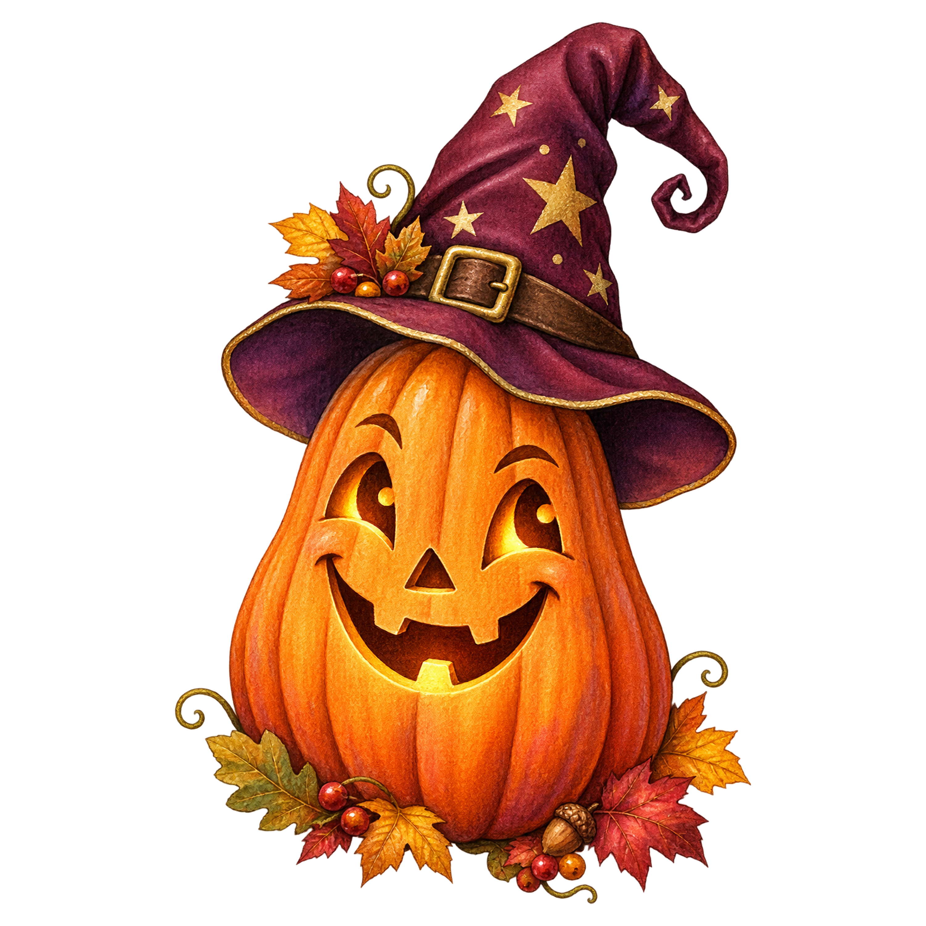 魔女帽子をかぶったハロウィンかぼちゃイラスト95286に写真・文字を入れる