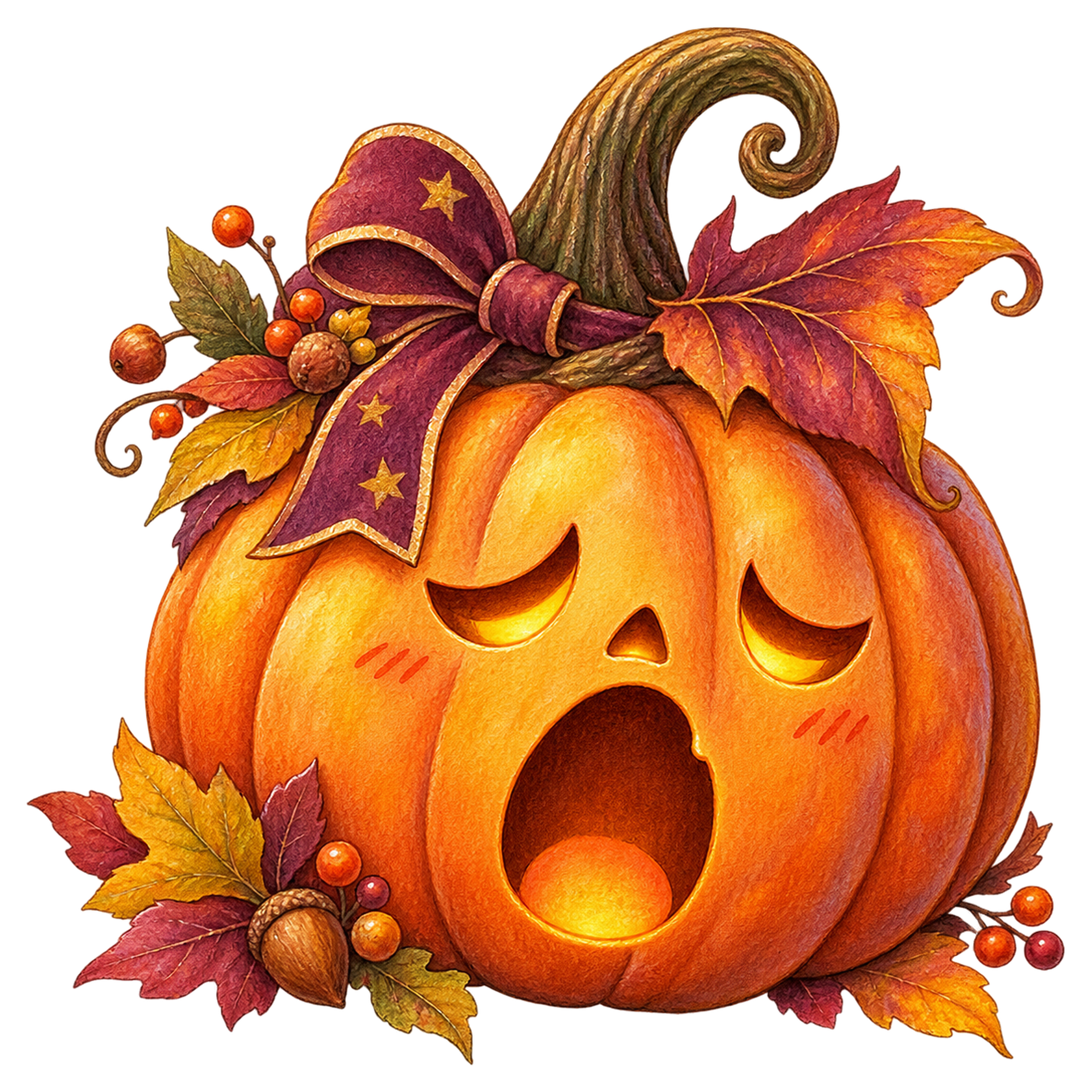 あくびをするハロウィンかぼちゃイラスト｜無料素材95288に写真・文字を入れる