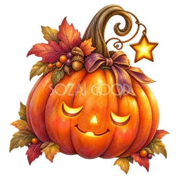 ほっとした笑顔のハロウィンかぼちゃイラスト95289