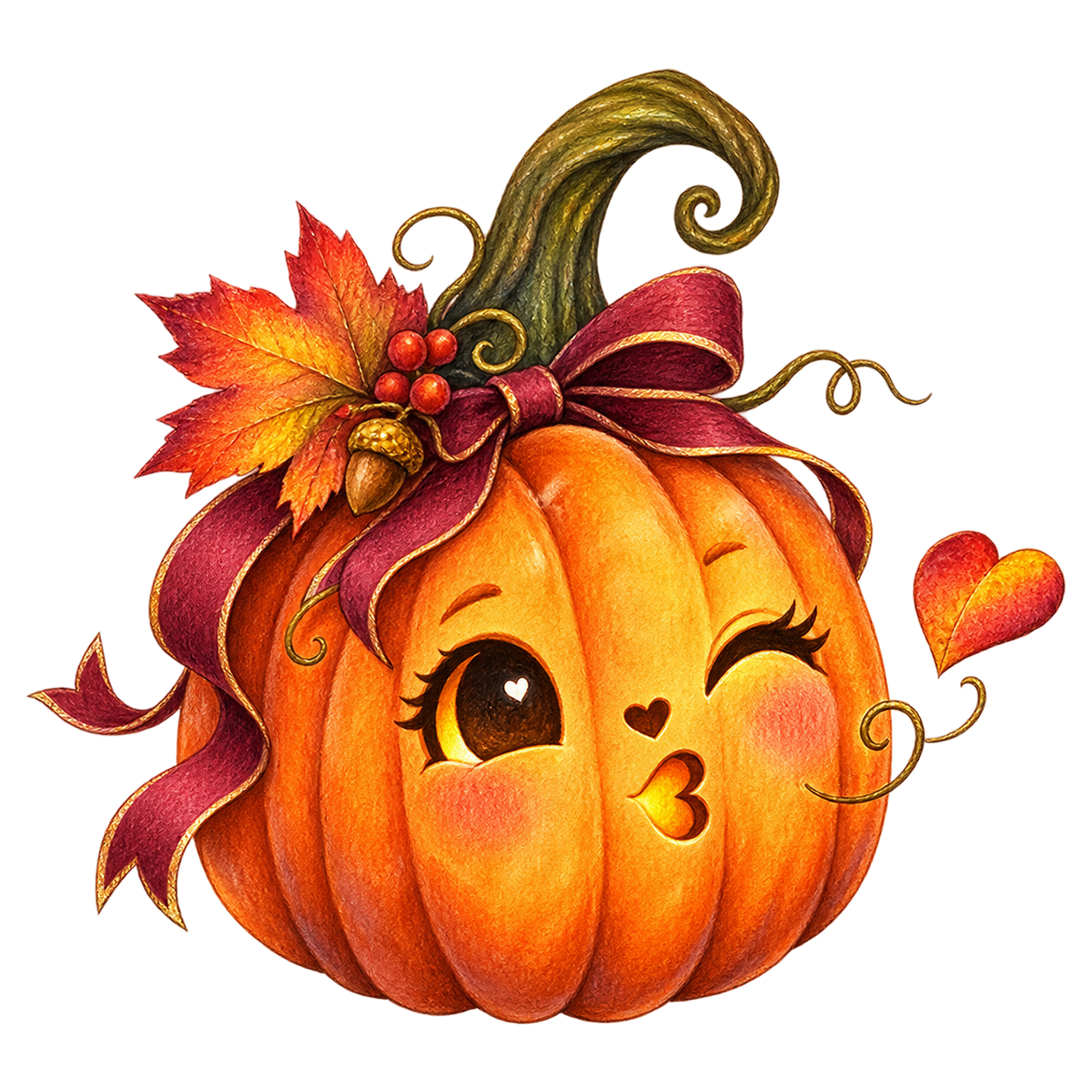 投げキスするハロウィンかぼちゃイラスト｜無料素材95290に写真・文字を入れる