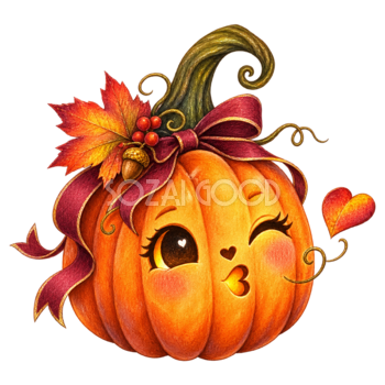 投げキスするハロウィンかぼちゃイラスト｜無料素材95290