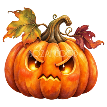 怒った顔のかわいいハロウィンかぼちゃイラスト95291