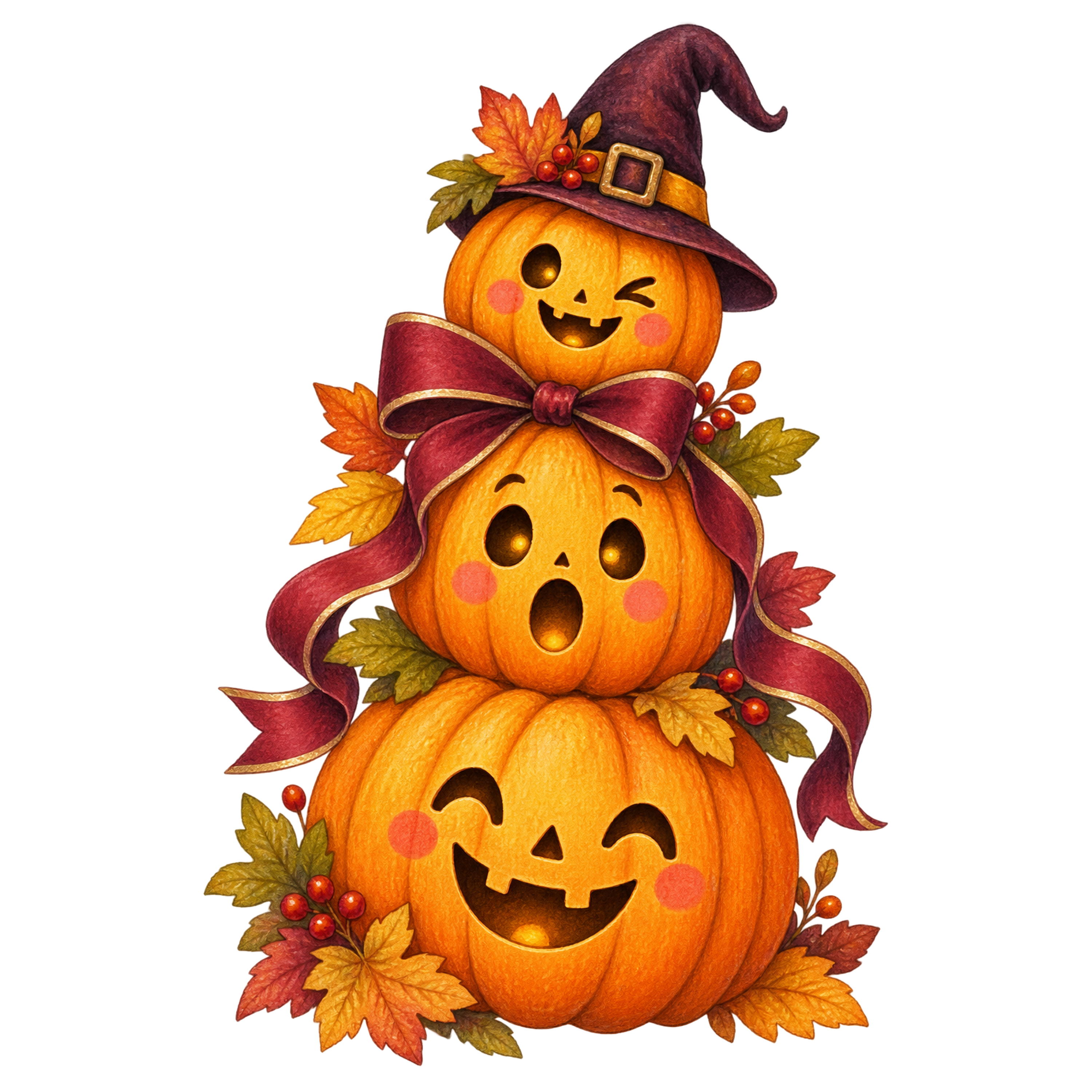 表情が違う三段かぼちゃのハロウィンイラスト95294に写真・文字を入れる