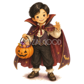 吸血鬼に仮装した子どものイラスト｜かわいいハロウィン無料素材95303