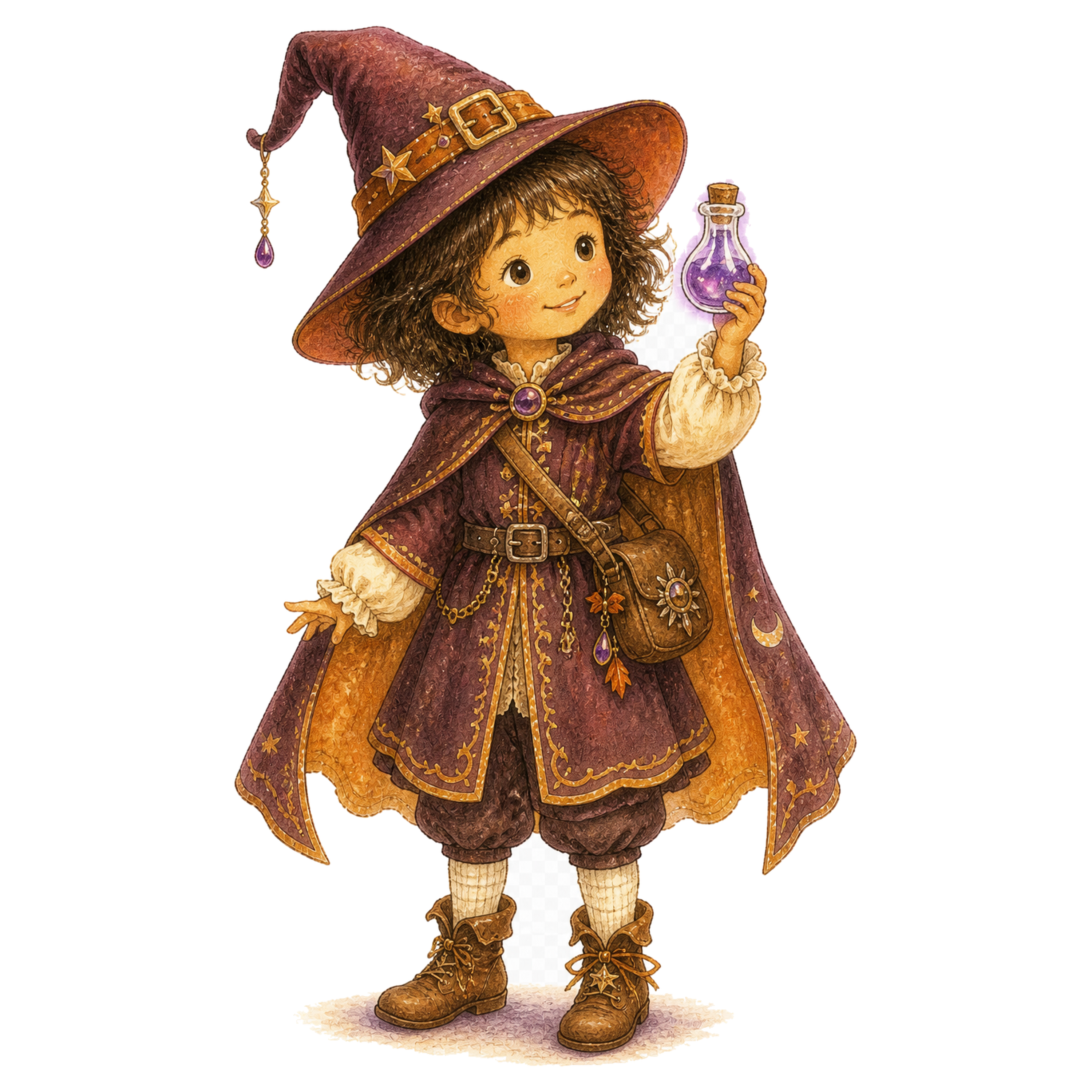 魔法の薬を持つ魔女の子どもイラスト｜ハロウィン無料素材95311に写真・文字を入れる
