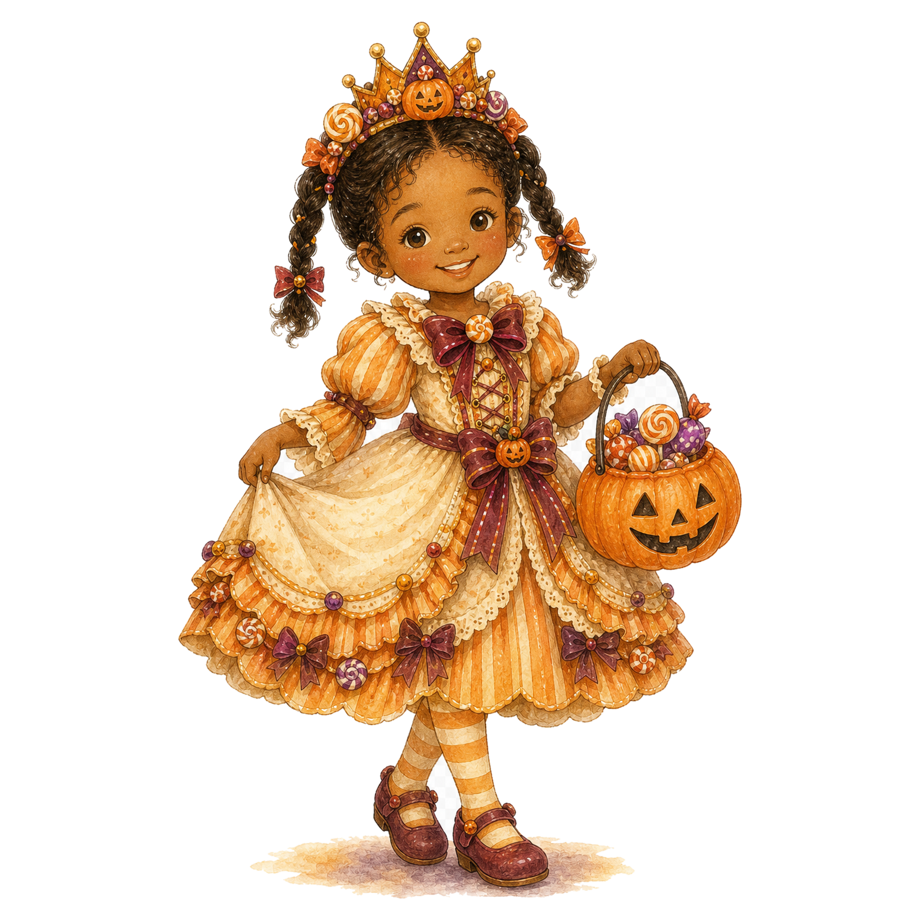 かぼちゃのお姫様に仮装した子どもイラスト｜ハロウィン無料素材95312に写真・文字を入れる