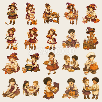 ハロウィンのお菓子作りを楽しむ子ども20選｜かわいい無料イラスト素材95337