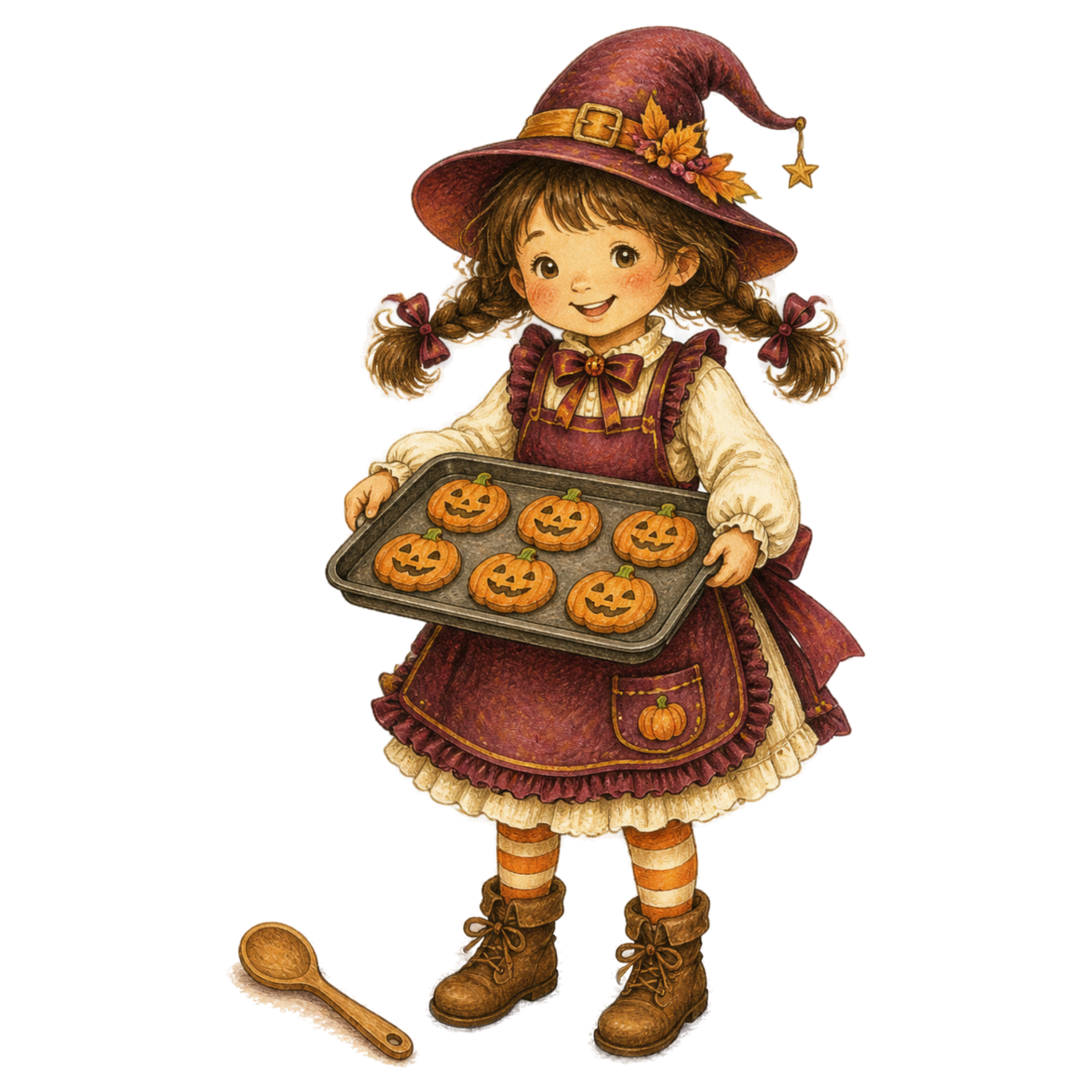 かぼちゃクッキーを焼く子どものハロウィンイラスト95338に写真・文字を入れる