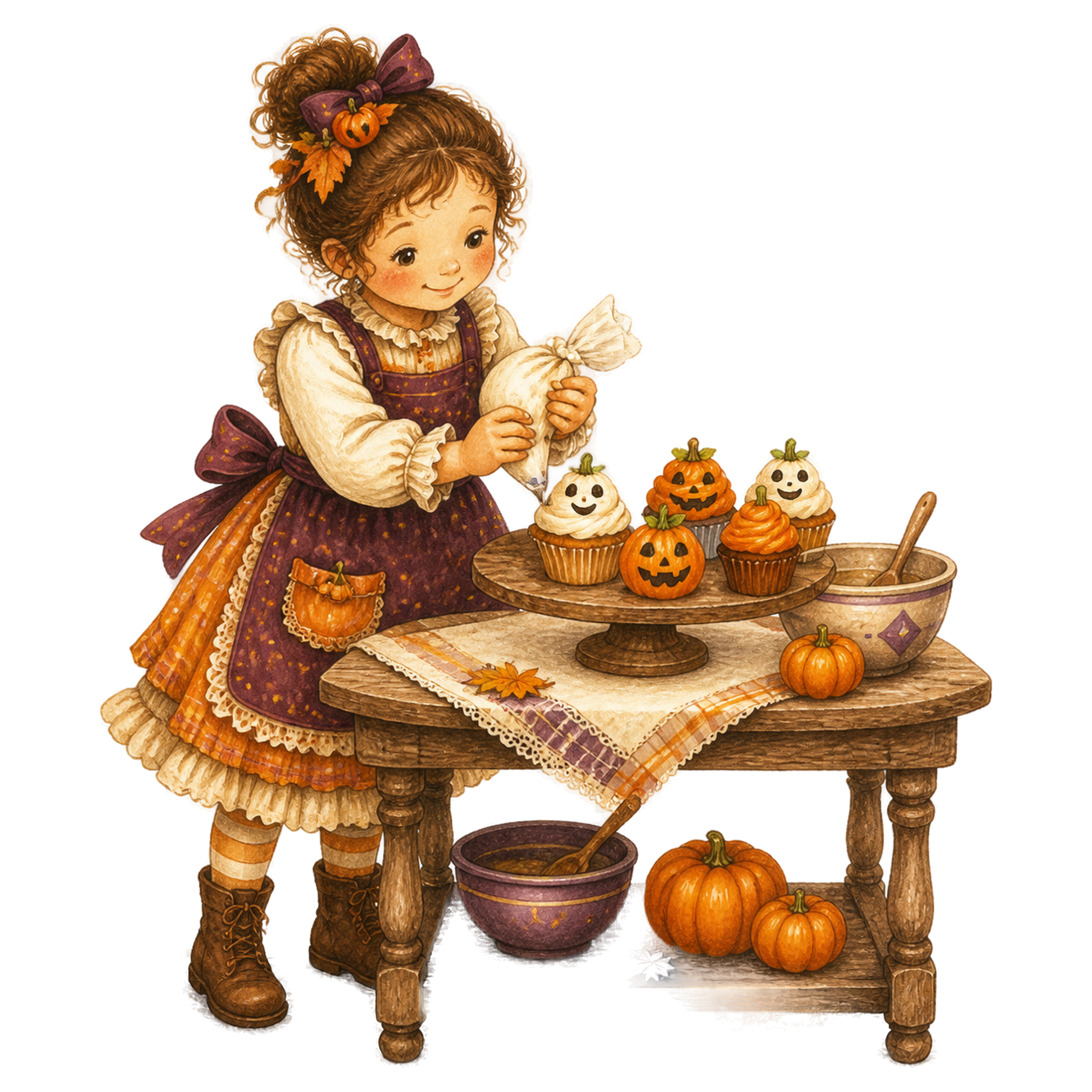 カップケーキを飾る子どものハロウィンイラスト95340に写真・文字を入れる