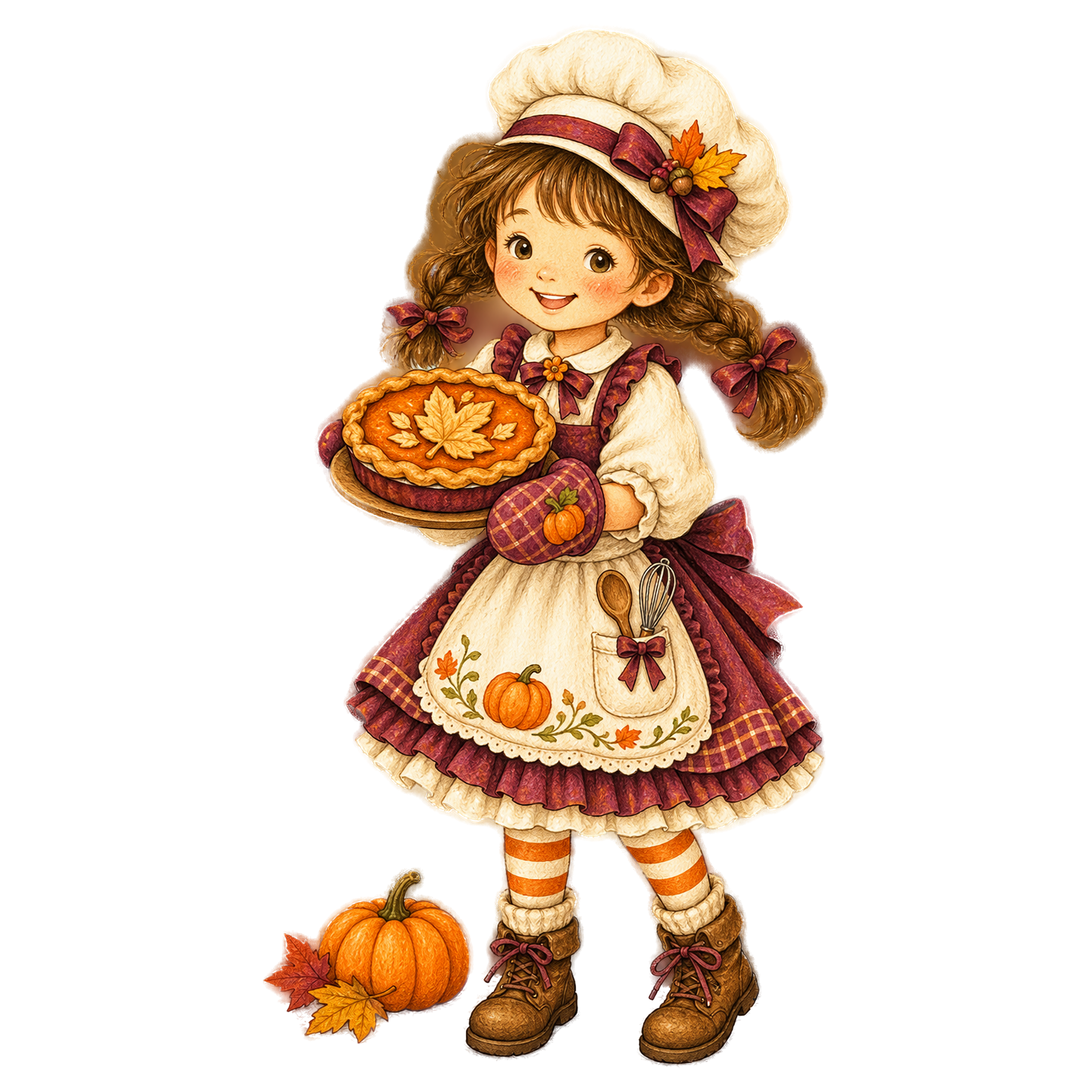 かぼちゃパイを焼く子どものハロウィンイラスト95345に写真・文字を入れる