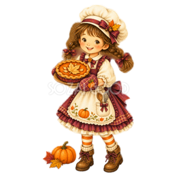 かぼちゃパイを焼く子どものハロウィンイラスト95345