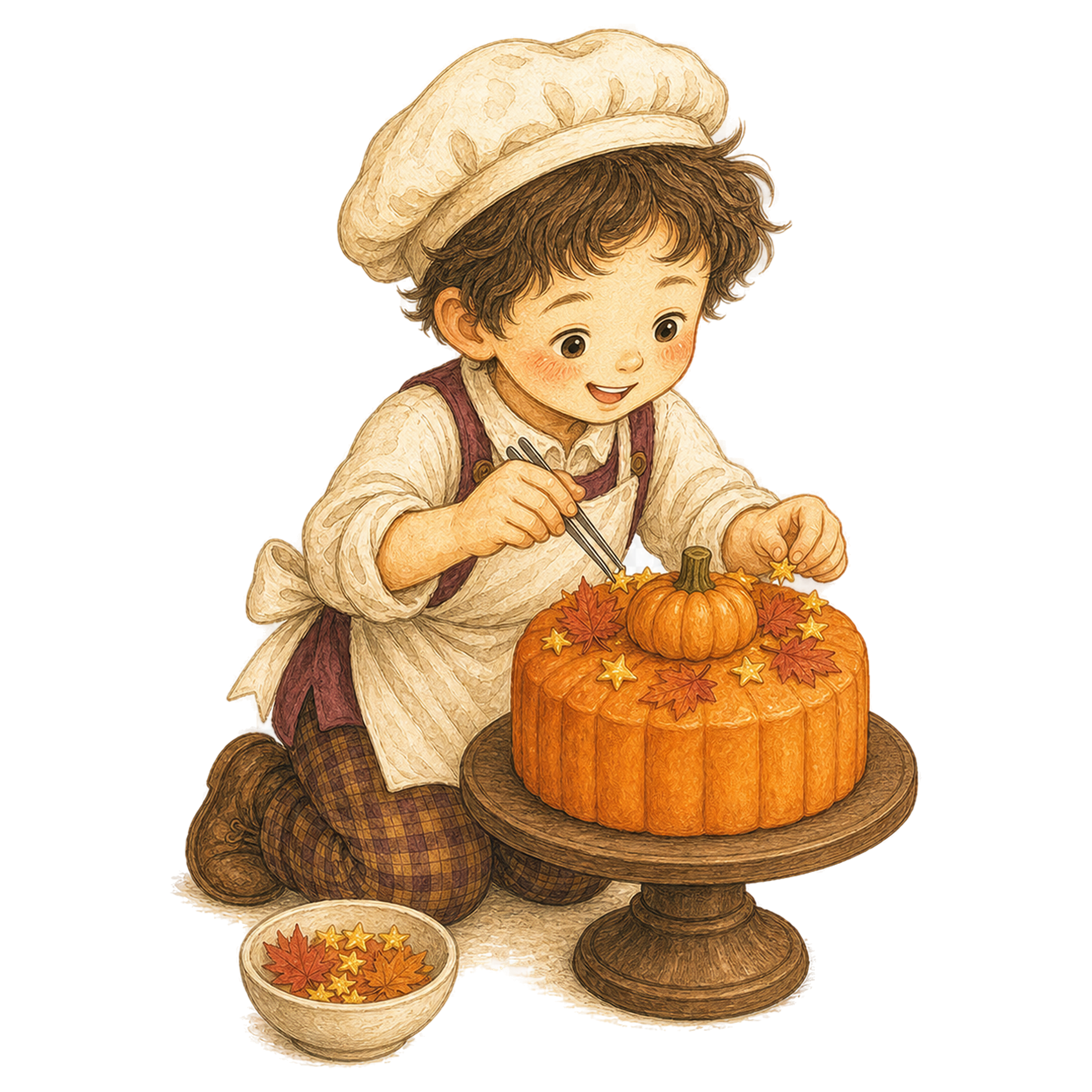 かぼちゃケーキを飾る子どものハロウィンイラスト95352に写真・文字を入れる