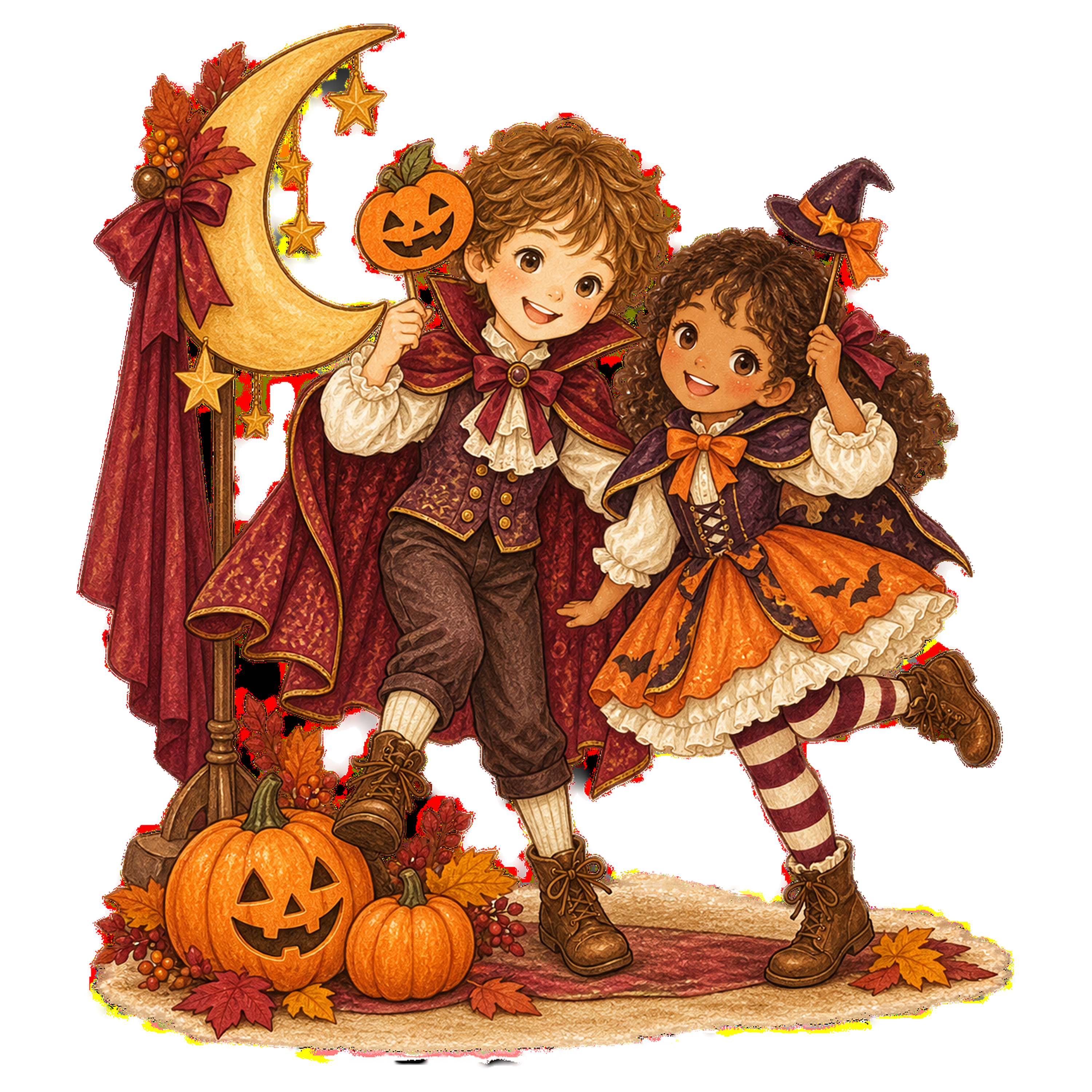 記念撮影を楽しむ子どものハロウィンパーティーイラスト｜無料素材95387に写真・文字を入れる